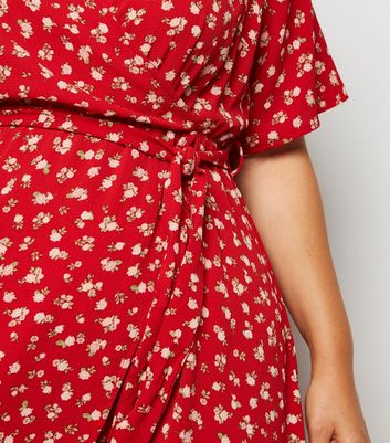 Curves Red Floral Wrap Maxi Dress | New ...